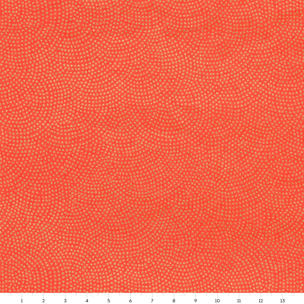 Papier Japonais - Samekomon - Saumon Orangé et Or - M709