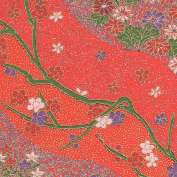 Boîte à thé - Dunes et fleurs- Rouge et nacré - M745