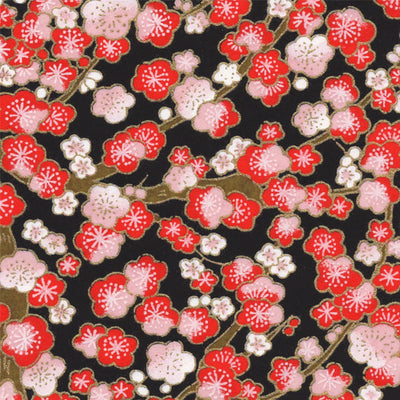 Papier Japonais - Fleurs de prunier - Noir, Rouge, Rose - M764-Papier japonais-AdelineKlam