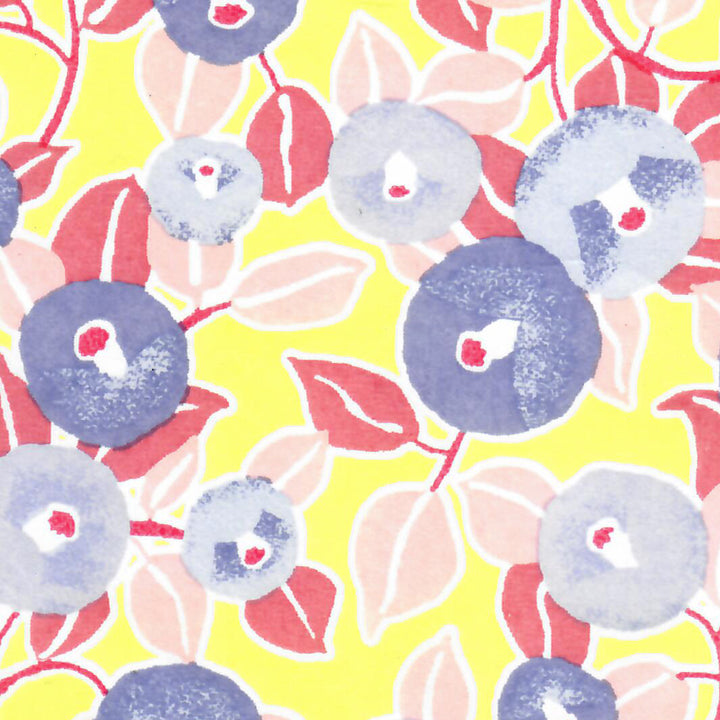 Papier Japonais - Camélias - Jaune, Rose Clair et Moyen, Bleu Violet - M804
