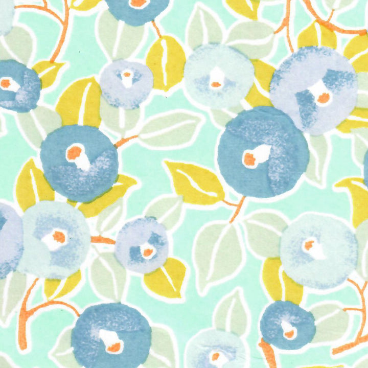 Applique murale japonaise - Camélias - Vert d'eau et Anis, Bleu et Lavande - M806