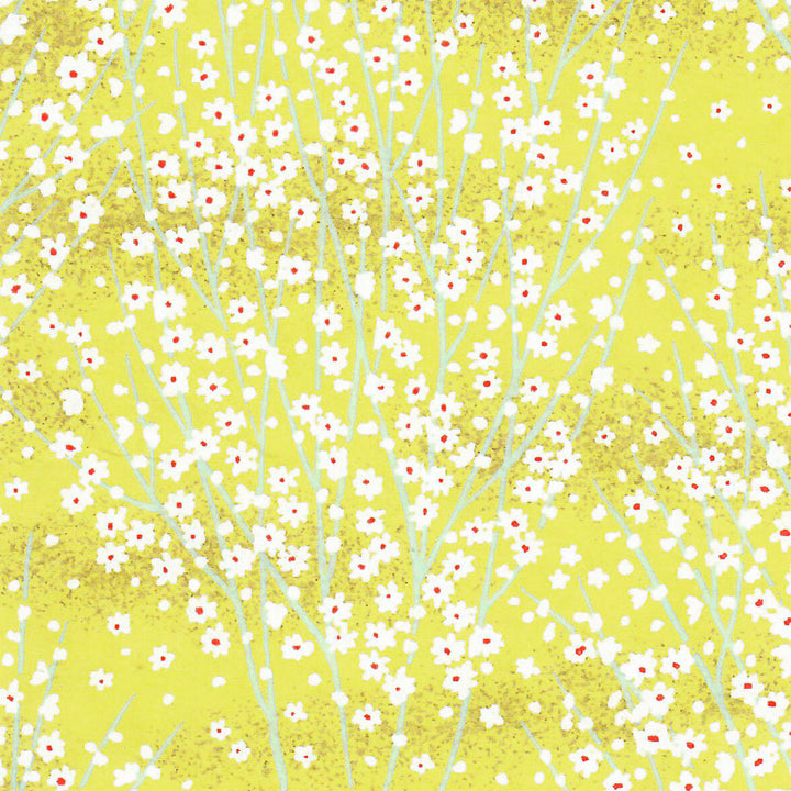 Papier Japonais - Champs de Fleurs - Jaune Acidulé - M814