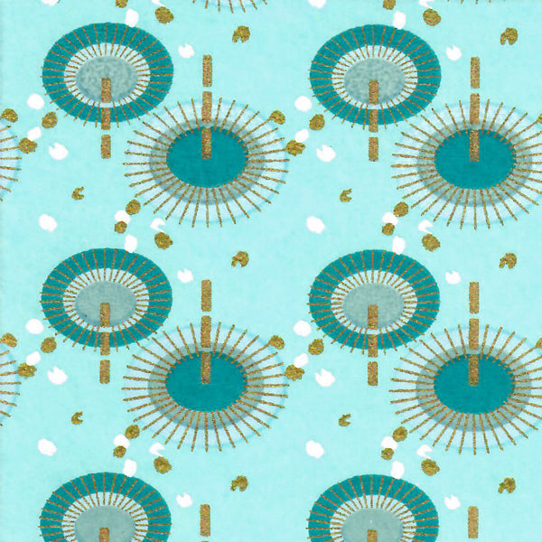 Papier Japonais - Ombrelles - Turquoise - M816-Papier japonais-AdelineKlam