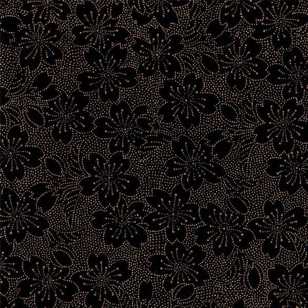 Boîte à thé - Fleurs de cerisier en pointillés dorées sur fond noir - M820