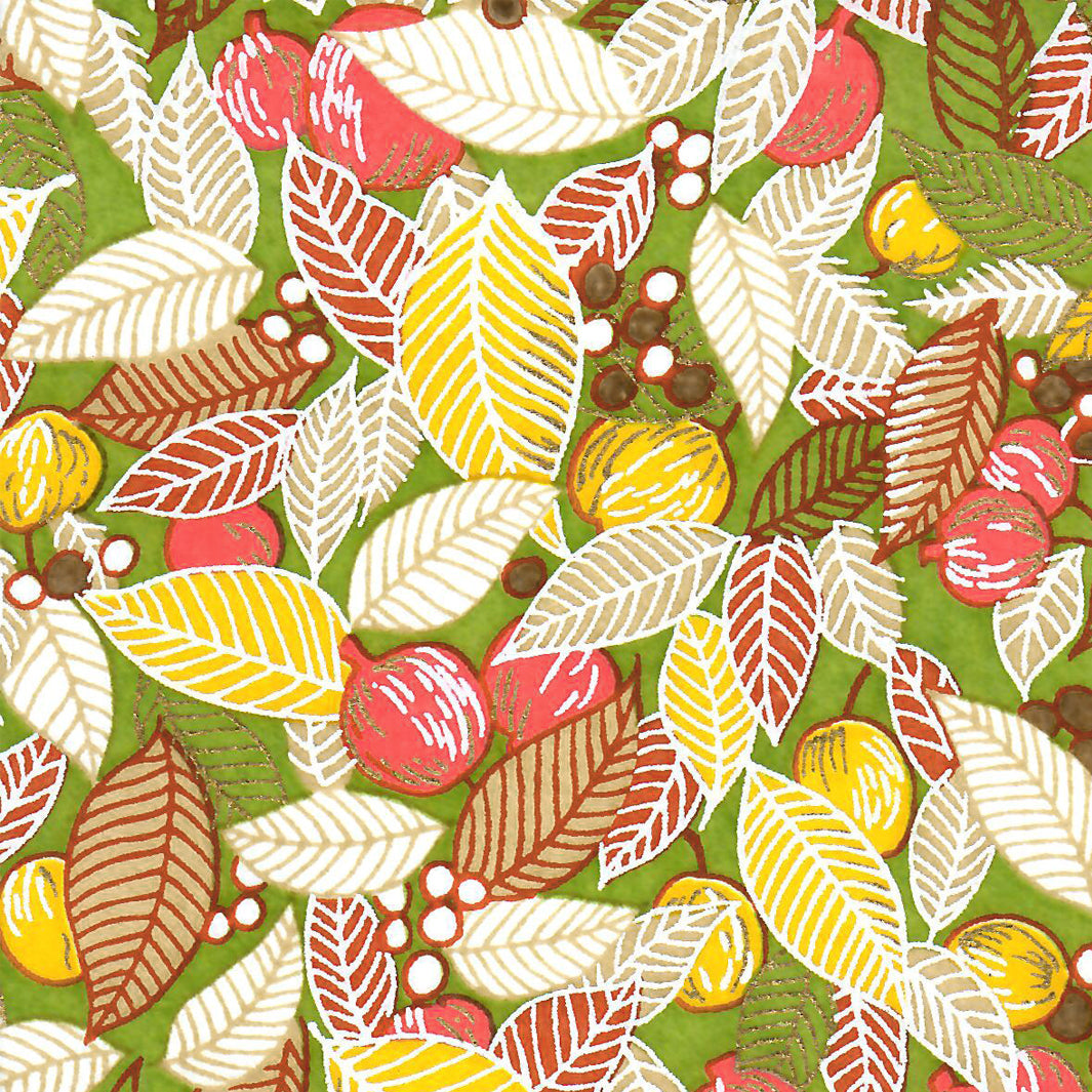 Boîte à Thé Cylindre - Feuilles, Baies et Fruits - Corail, Jaune et Vert - M830