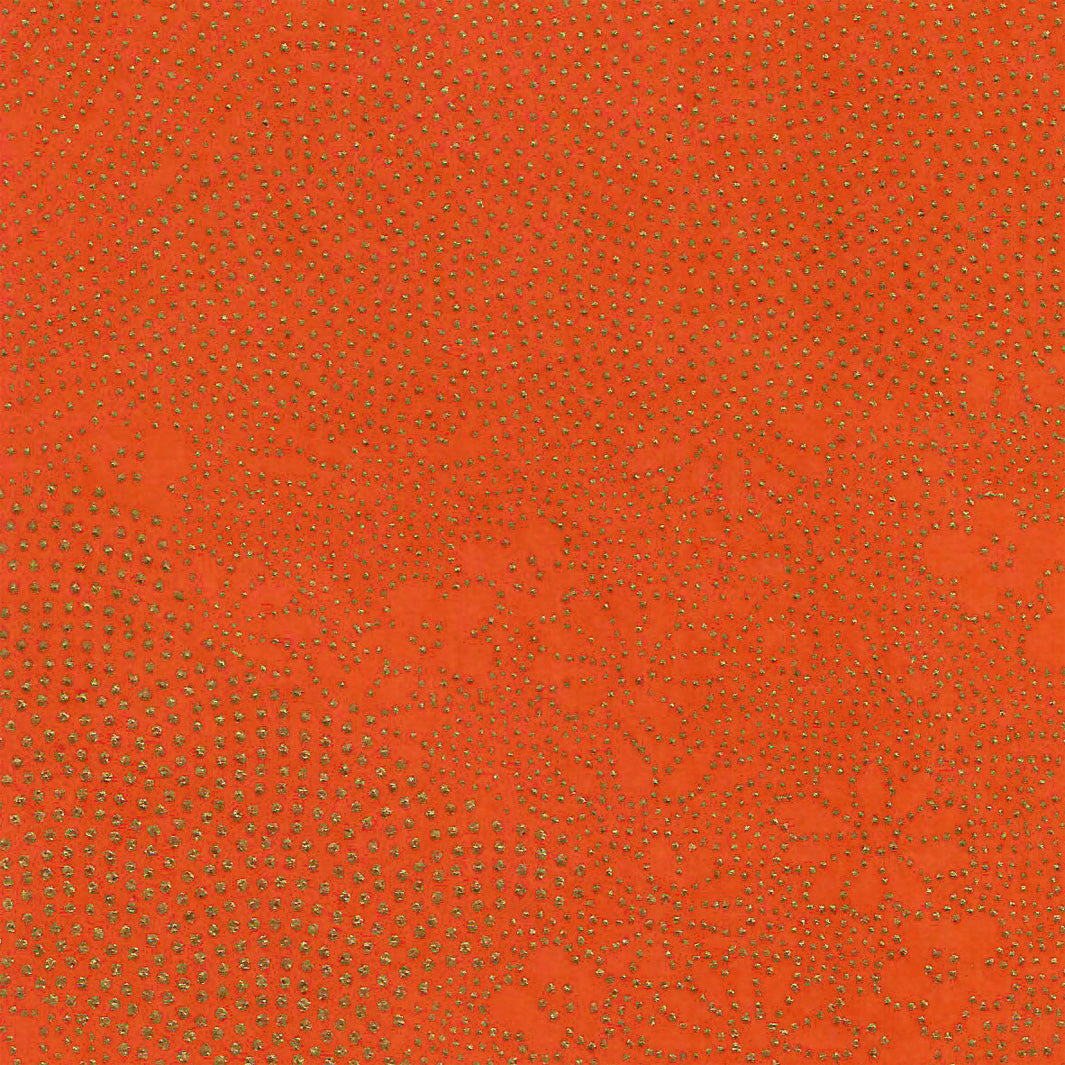 Papier Japonais - Paysage en Pointillés - Rouge Orange et Or - M846