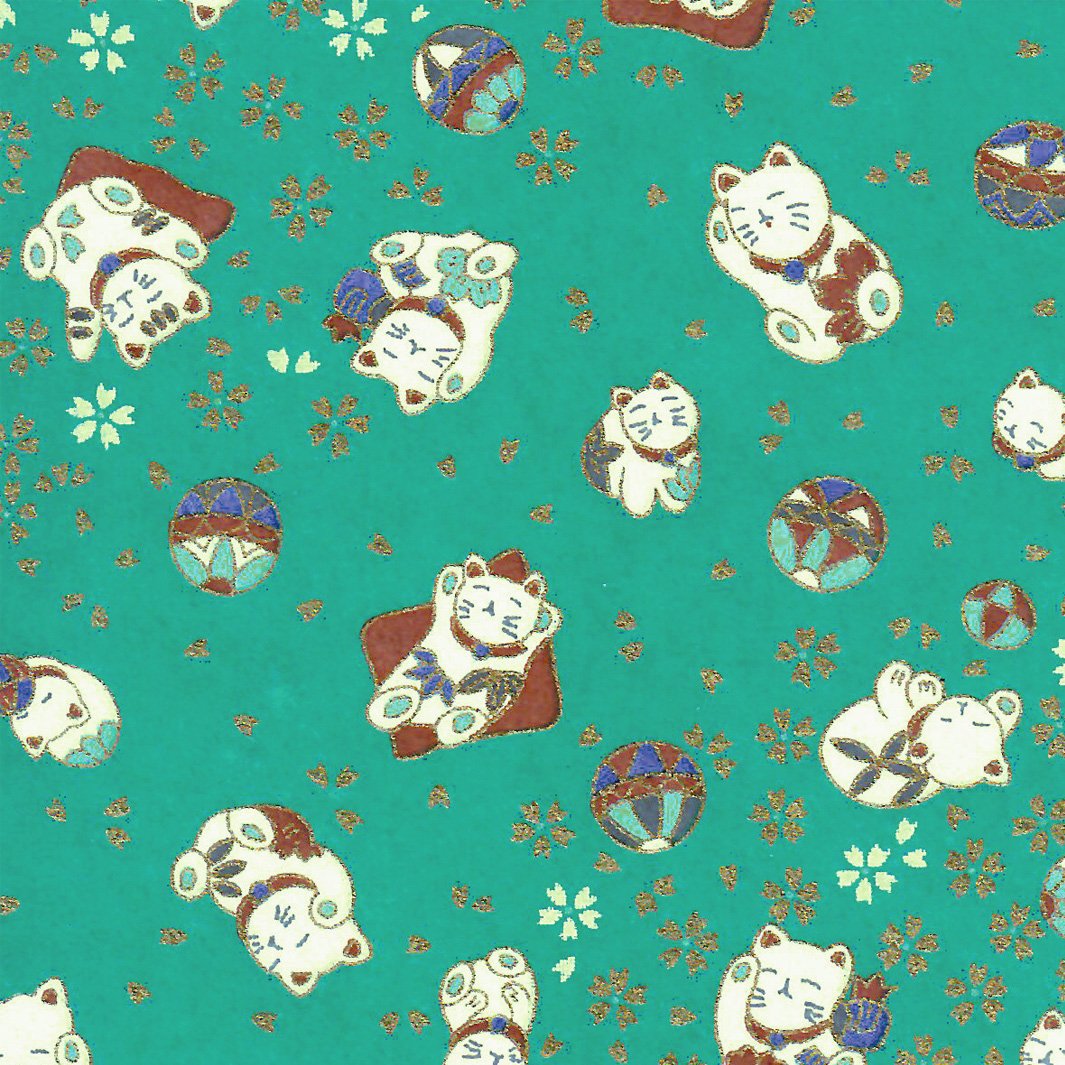 Boîte à Mouchoirs - Figurines de Chats et Balles - Bleu Canard, Marron, Vert d'eau et Violet - M848