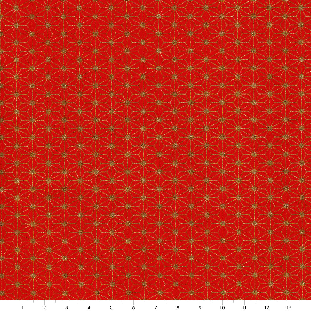 Papier Japonais - Étoiles inversées - Rouge et Or - M868