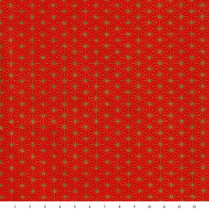 Papier Japonais - Étoiles inversées - Rouge et Or - M868