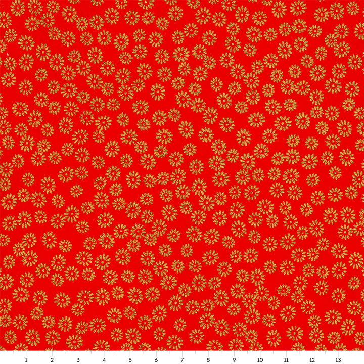 Papier Japonais - Semi de Fleurs - Rouge et Or - M875