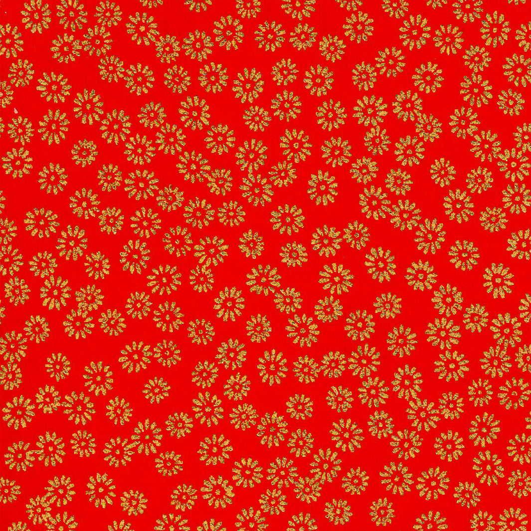 Papier Japonais - Semi de Fleurs - Rouge et Or - M875