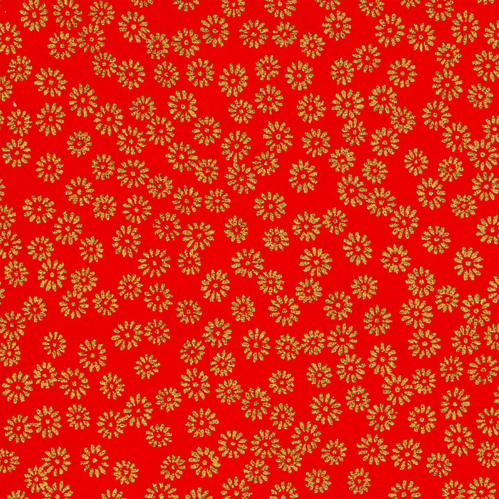 Papier Japonais - Semi de Fleurs - Rouge et Or - M875