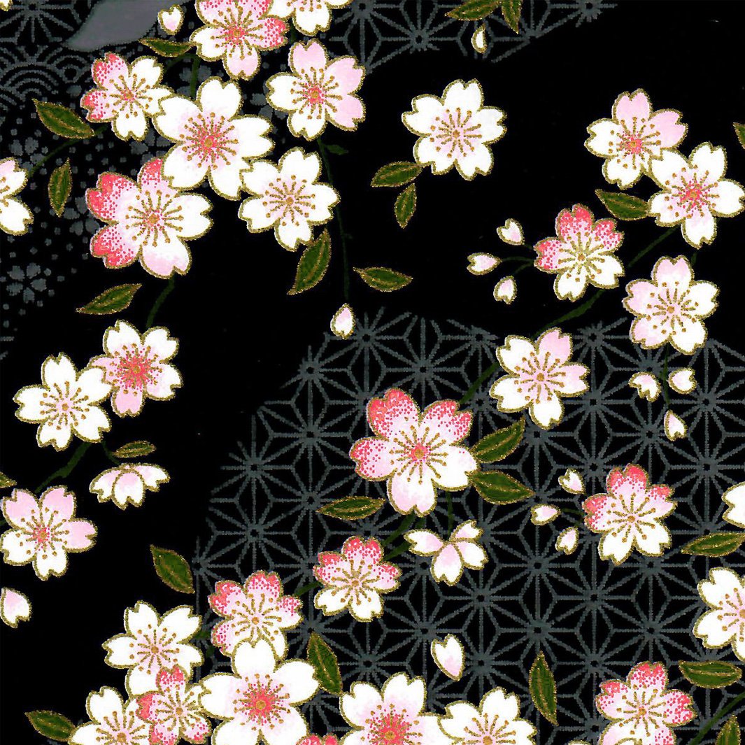 Pot à crayons prisme - Fleurs de Cerisiers et Motifs Variés - Noir - M886