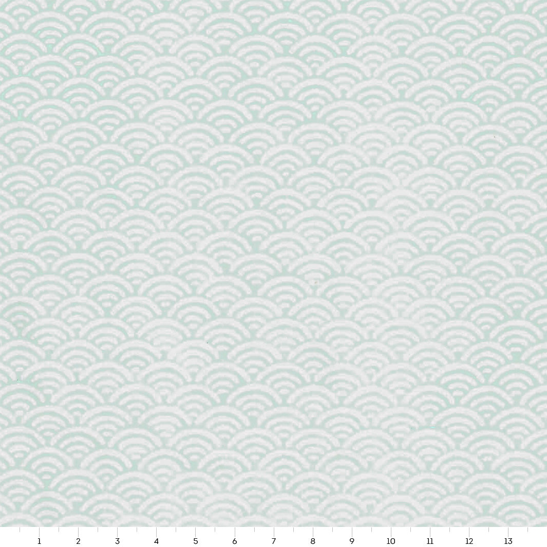 Papier Japonais - Vagues Inversées - Vert d'Eau Gris - M892