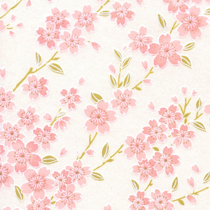 Applique Murale Japonaise - Branche de Cerisier en Fleur - Blanc Nacré, Rose Poudré et Vert Tilleul - M899
