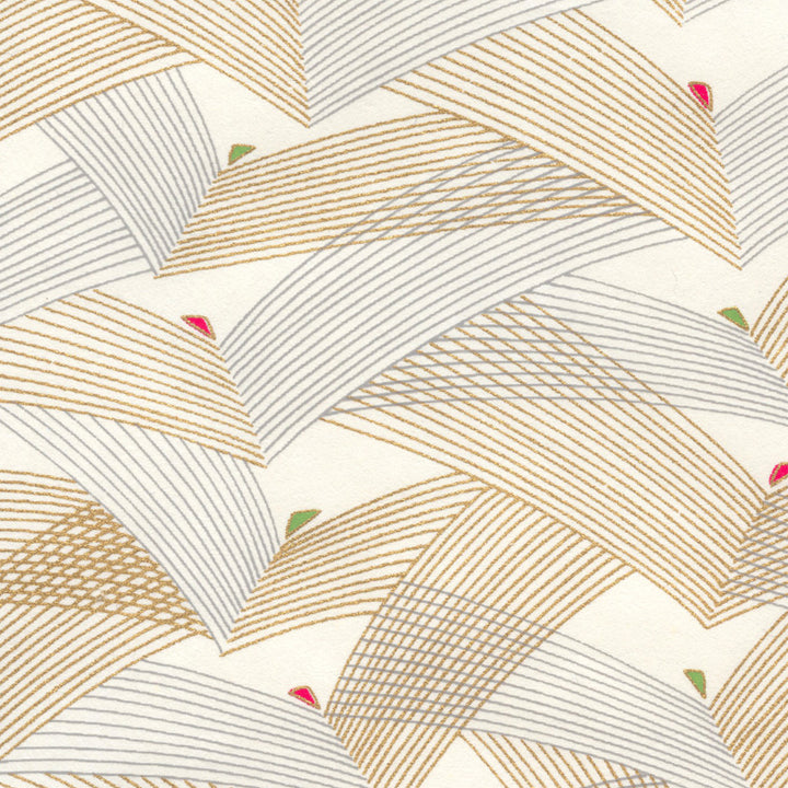 Carnet Papier Japonais - Épines de Pin - Or, Argent et Blanc Cassé - M913