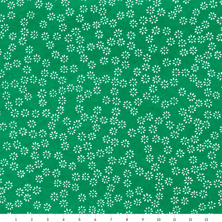 Papier Japonais - Semi de Fleurs - Vert Forêt et Blanc - M915
