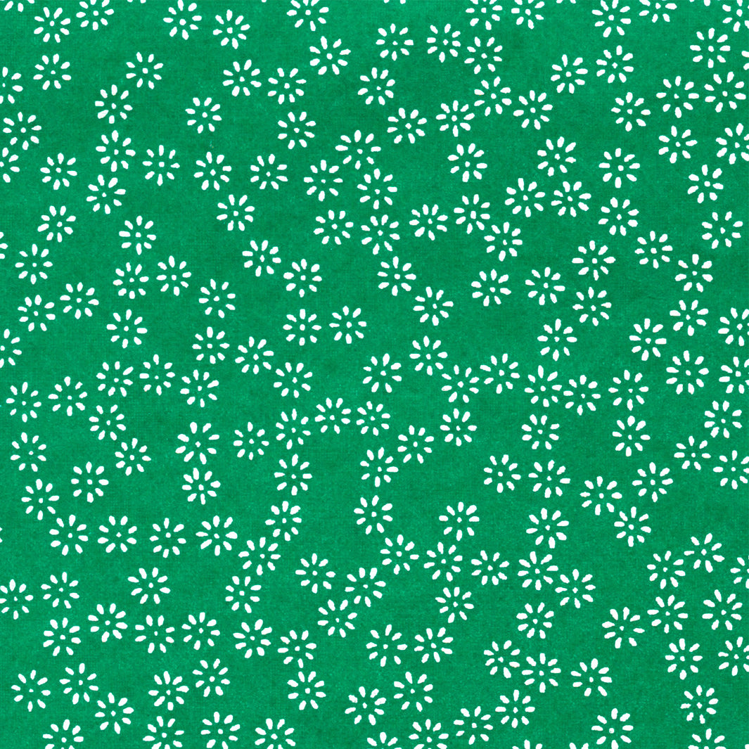 Papier Japonais - Semi de Fleurs - Vert Forêt et Blanc - M915