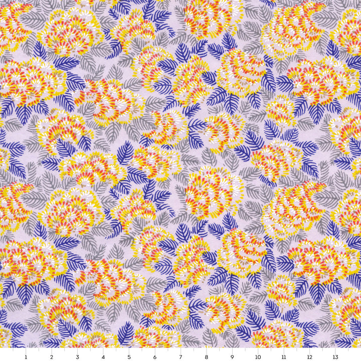 Papier Japonais - Chrysanthème Ajania - Jaune et Violet - M920
