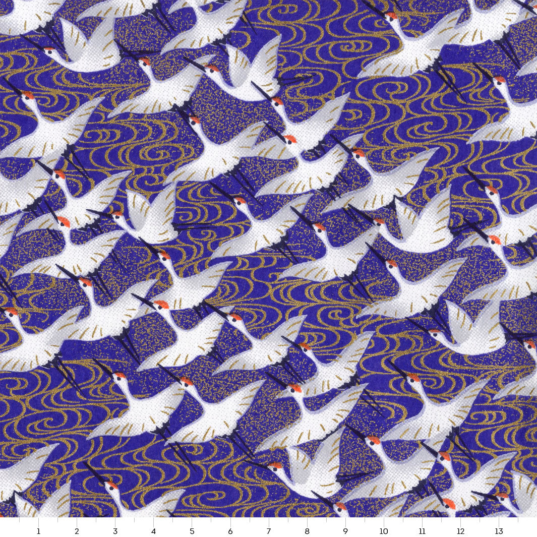 Papier Japonais - Envolée de Grues - Bleu Nuit - M933