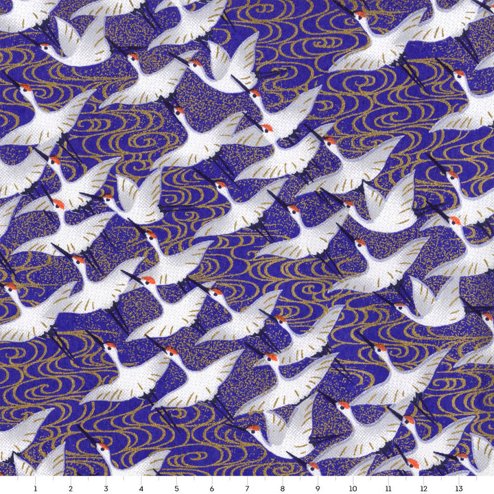 Papier Japonais - Envolée de Grues - Bleu Nuit - M933
