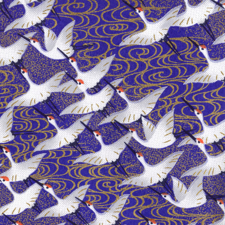 Boîte à Thé Cylindre - Envolée de Grues - Bleu Nuit - M933