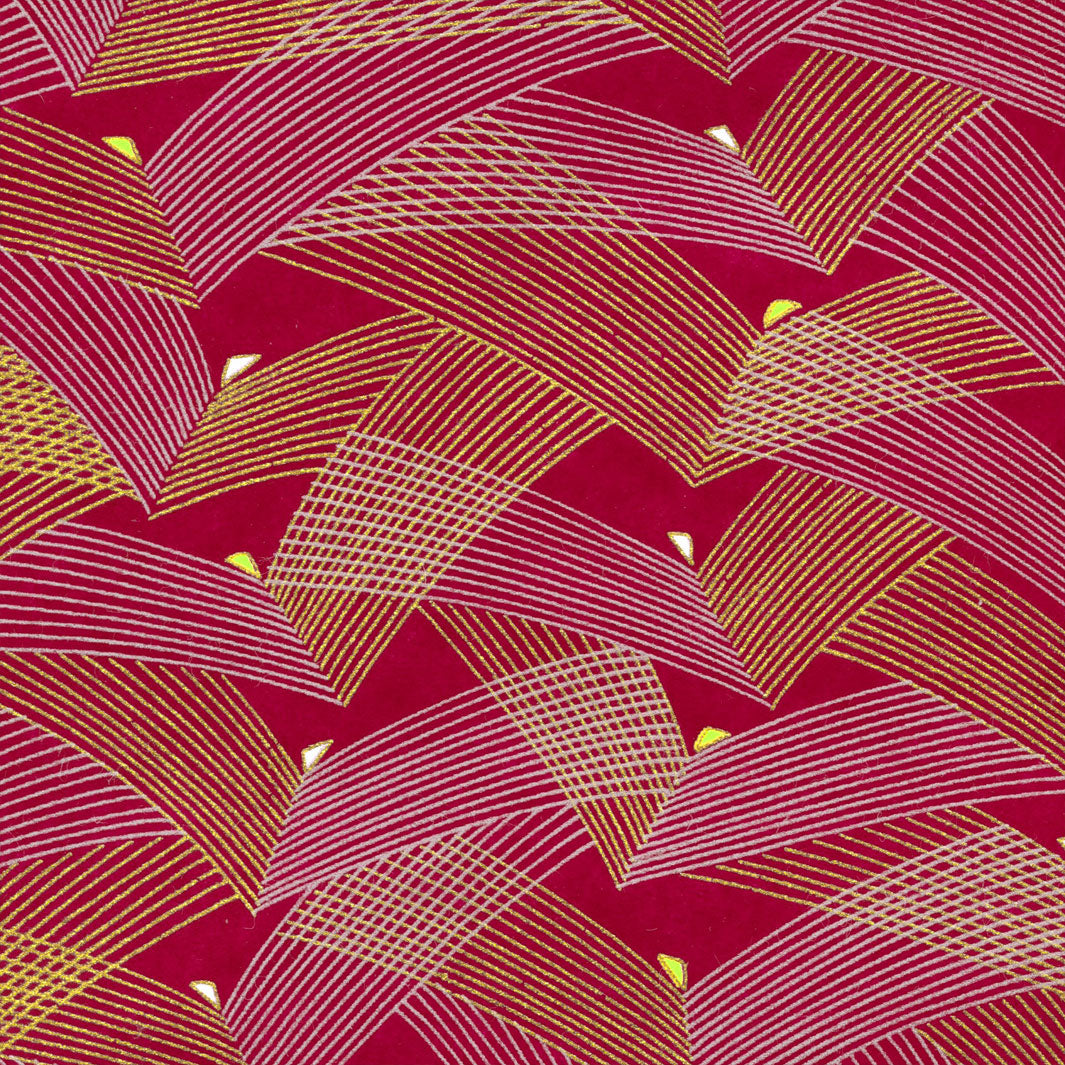 Papier Japonais - Épines de Pin - Magenta, Argent et Or - M940