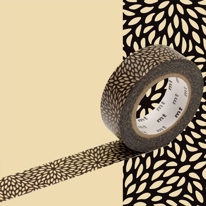 Masking Tape - Pétales de Chrysanthème - Noir et Beige