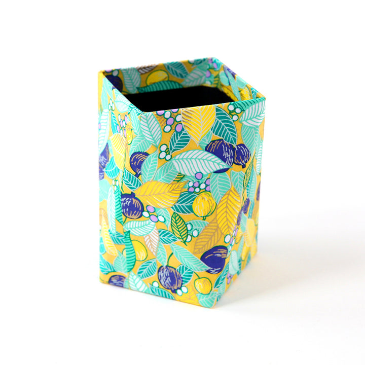 Papier Japonais - Feuilles, Baies et Fruits - Jaune, Bleu Turquoise et Violet - M853