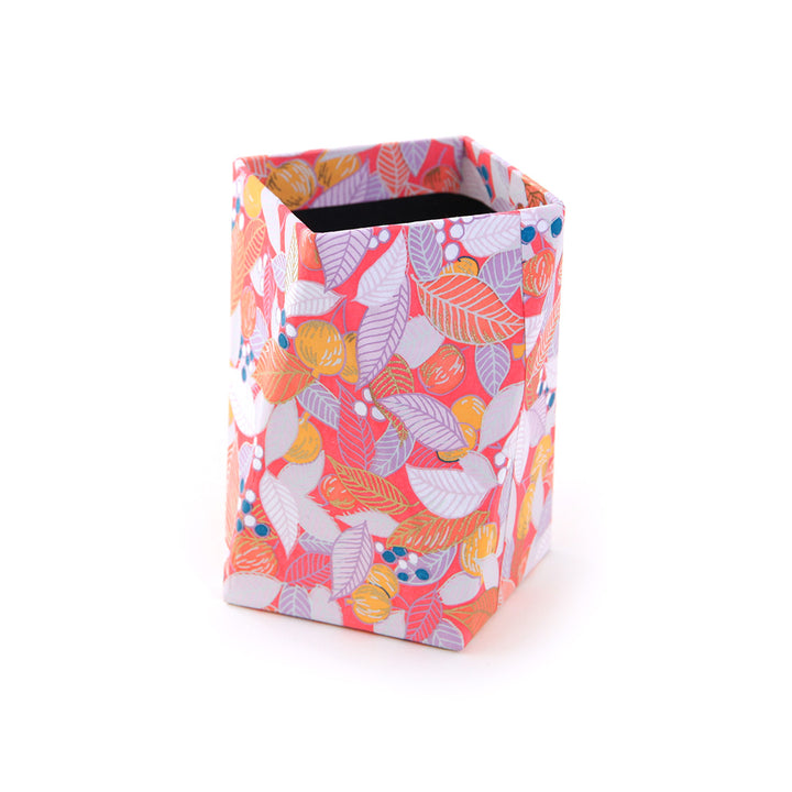 Papier Japonais - Feuilles, Baies et Fruits - Rose Orangé, Corail et Mauve - M887