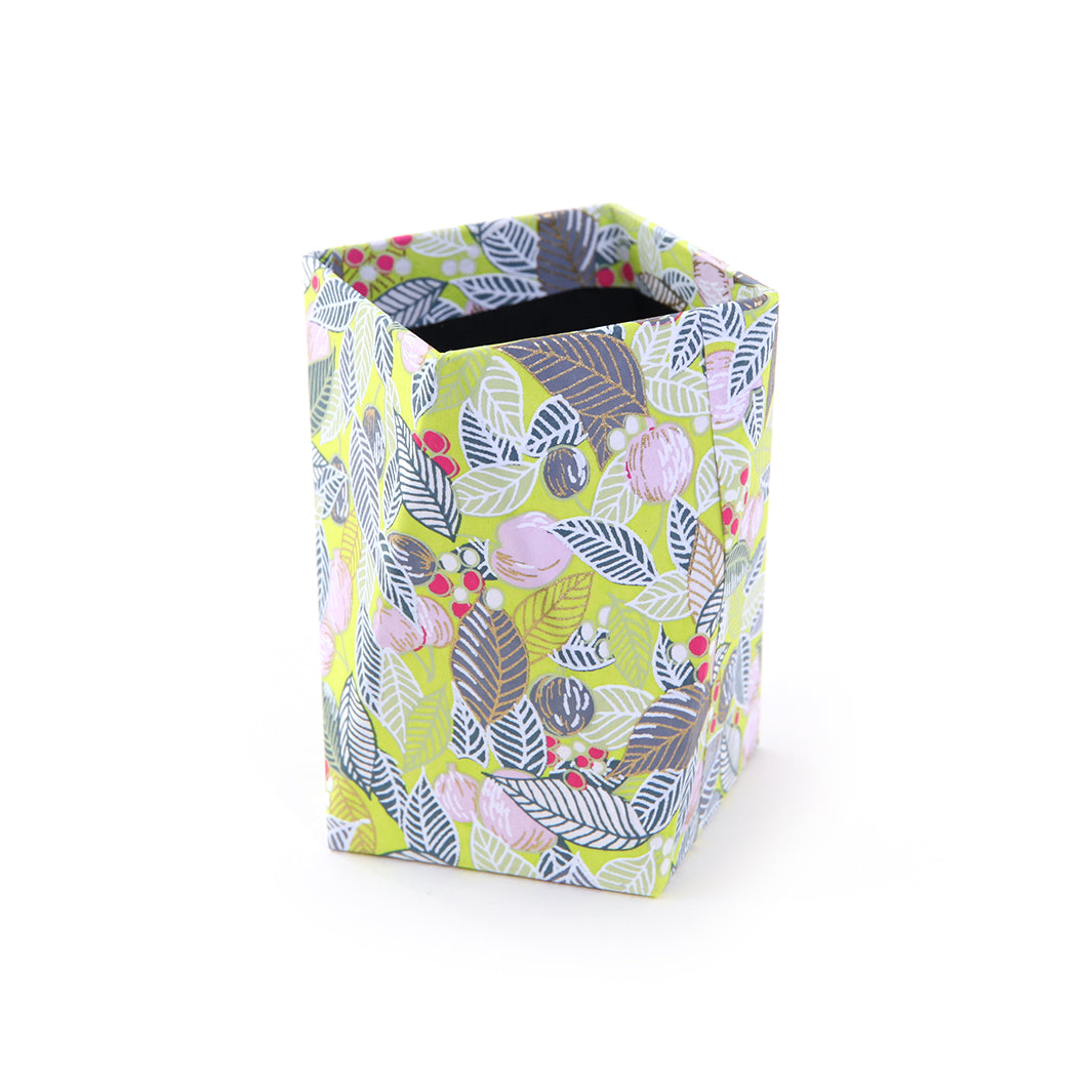 Papier Japonais - Feuilles, Baies et Fruits - Vert Acidulé, Gris Foncé et Rose Poudré - M897