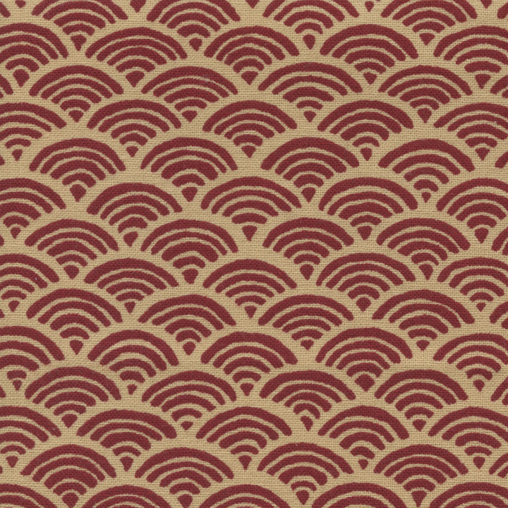 Tissu Japonais - Vagues - Rouge et Beige Foncés - T379