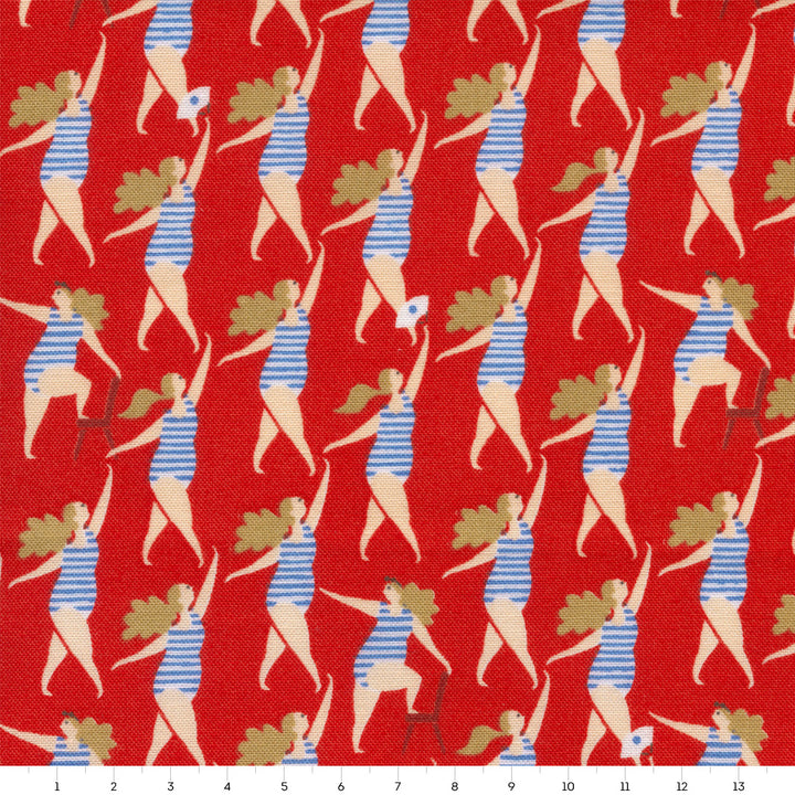 Tissu Japonais - Baigneuses - Rouge - T480