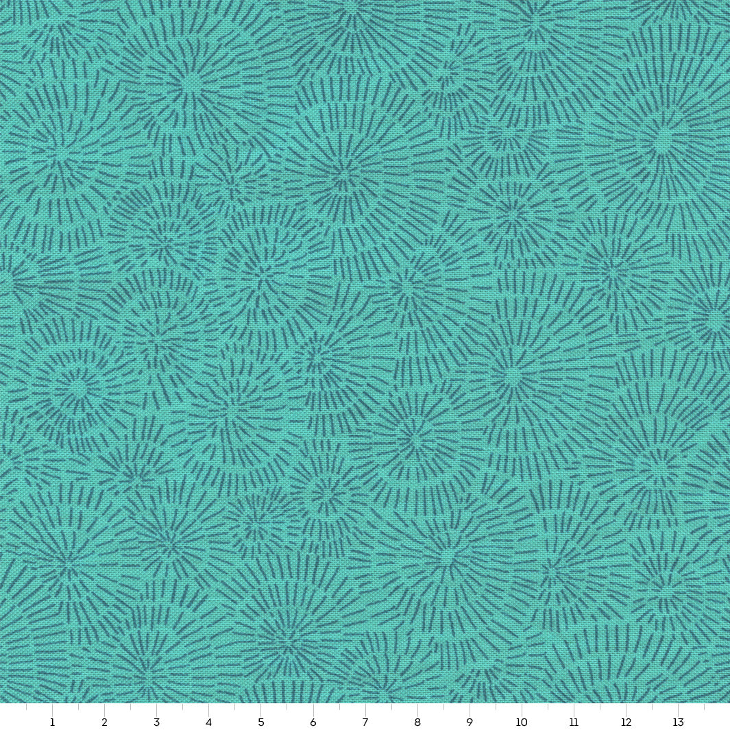 Tissu Japonais - Rosaces - Turquoise - T439