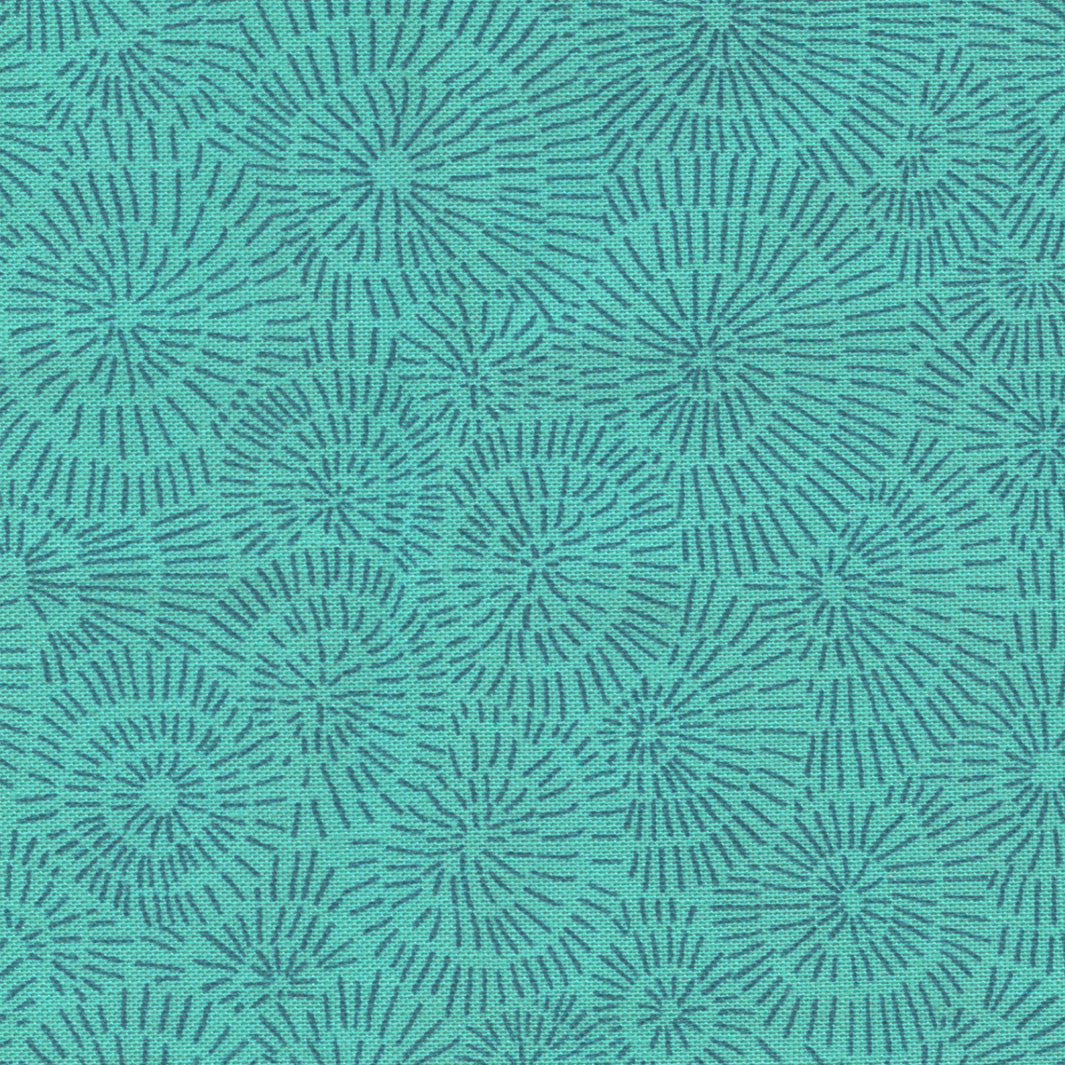Tissu Japonais - Rosaces - Turquoise - T439