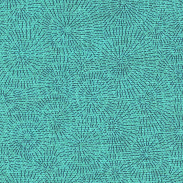 Tissu Japonais - Rosaces - Turquoise - T439