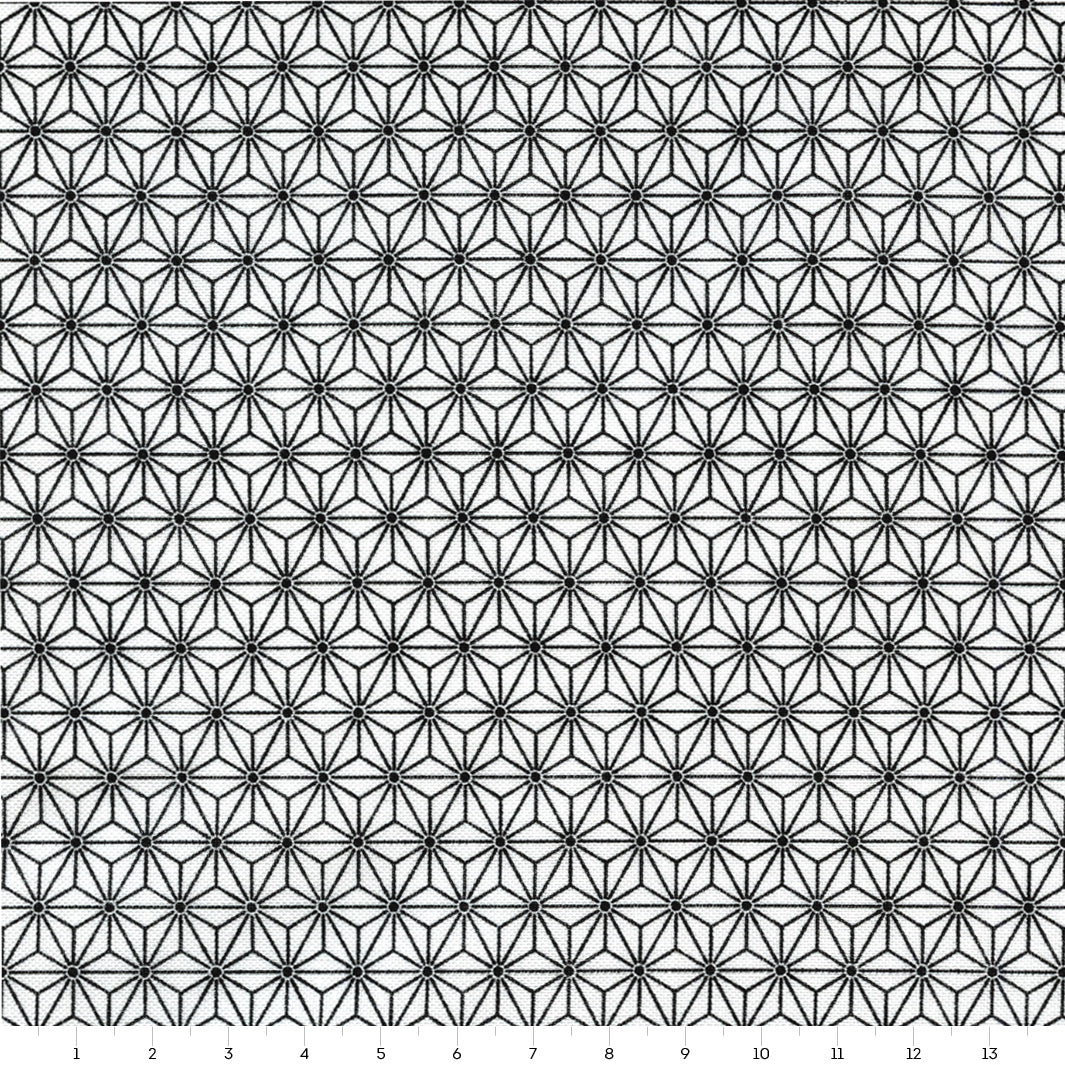 Tissu Japonais - Étoiles Graphiques - Noir et Blanc - T440