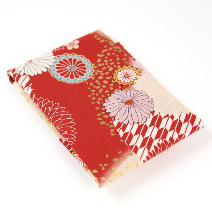 Tissu Japonais - Chrysanthèmes et Flèches - Rouge, Rose, Beige, Jaune Moutarde et Bleu - T472