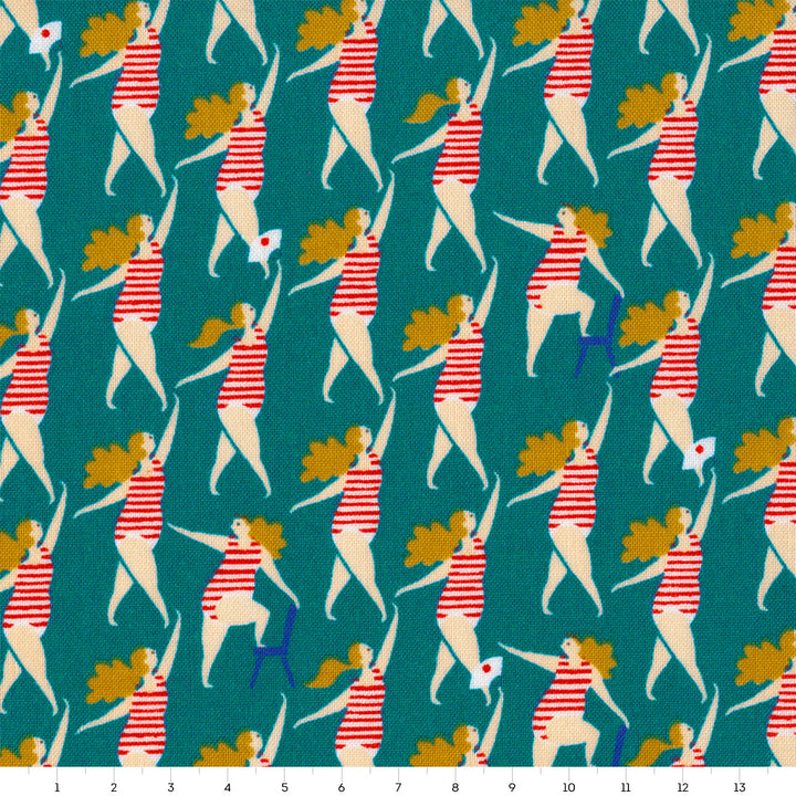 Tissu Japonais - Baigneuses - Turquoise - T482