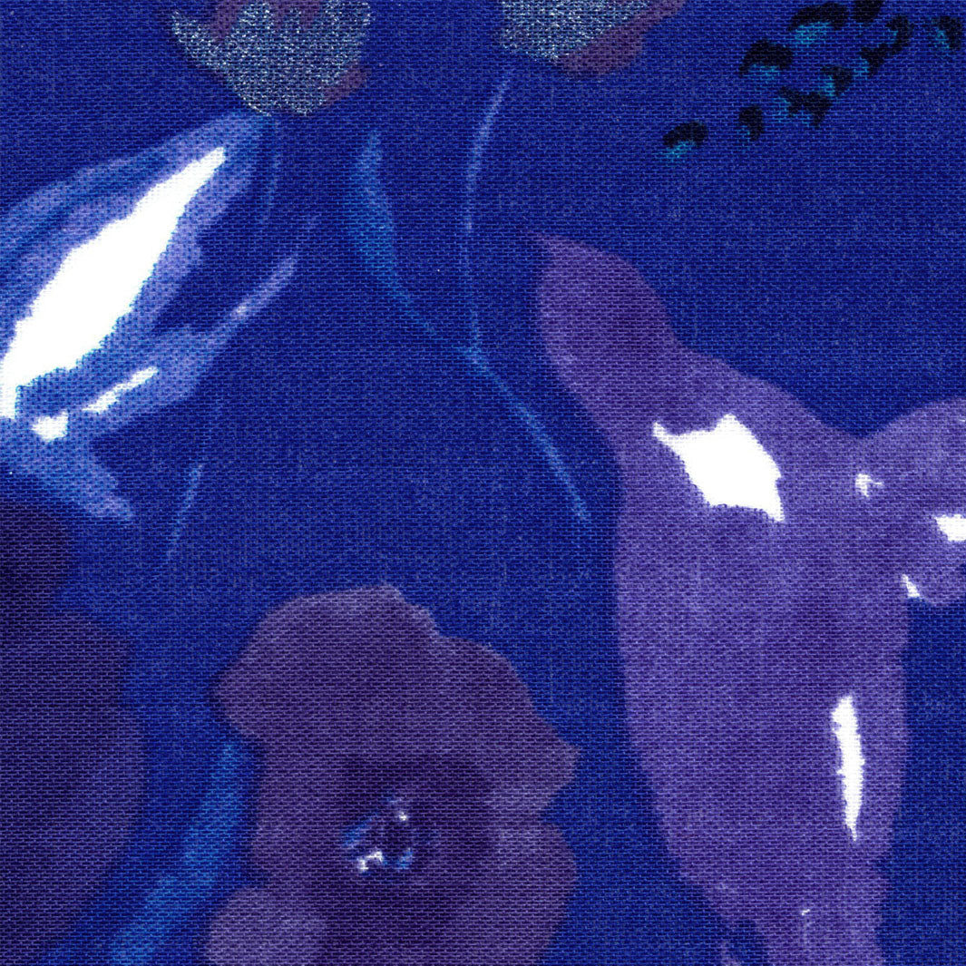 Tissu Japonais - Fleurs Aquarelle - Bleu, Turquoise et Violet - T487