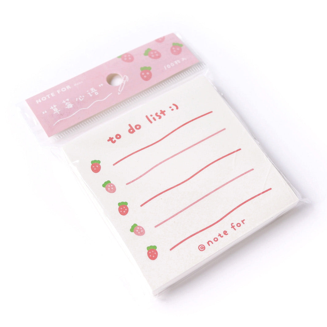 Bloc-Notes - 100 Feuilles, Liste de Choses à Faire - Fraises, Rose