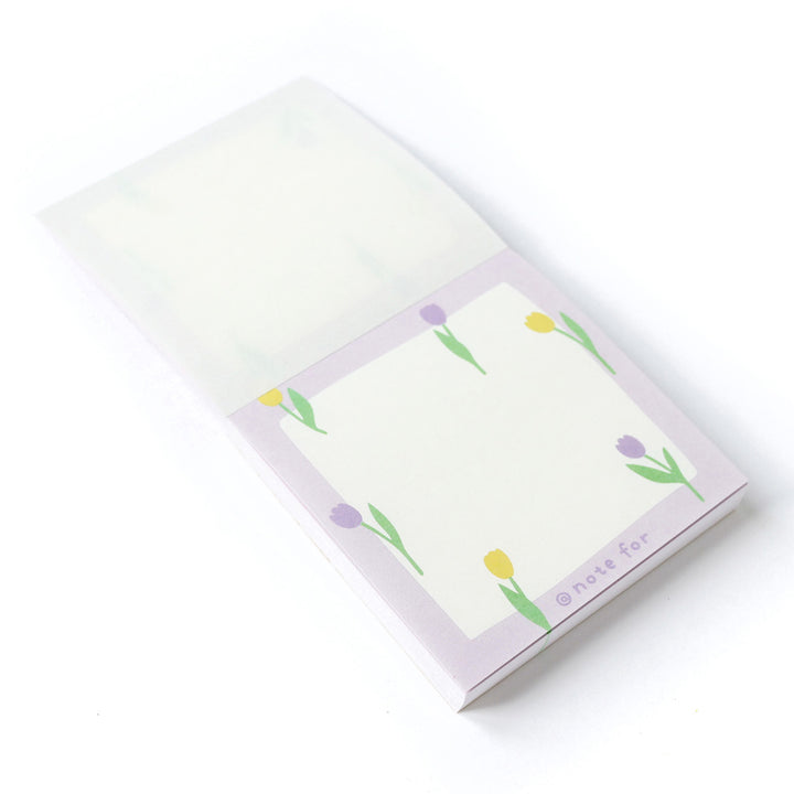 Bloc-Notes - 100 Feuilles, Vierge - Tulipes, Violet, Jaune et Vert