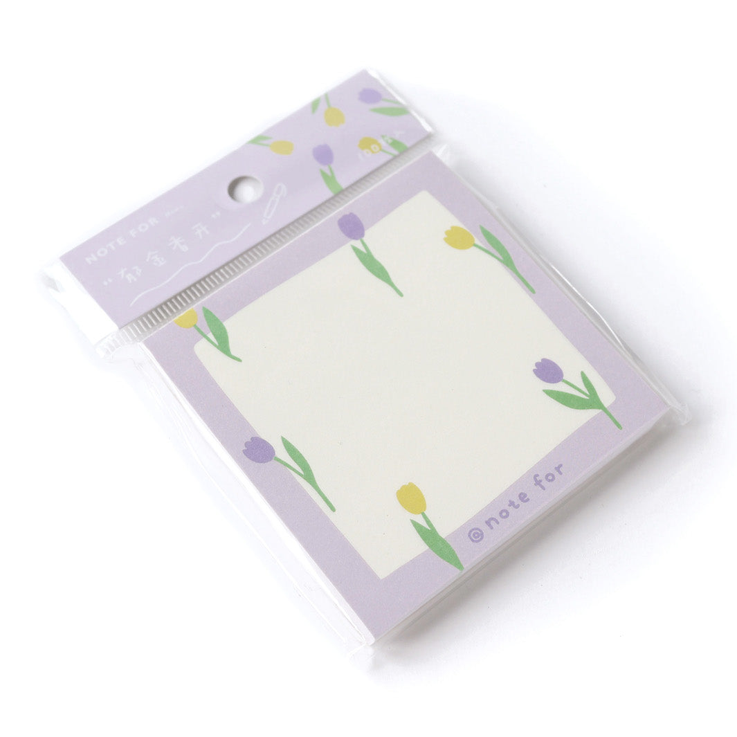 Bloc-Notes - 100 Feuilles, Vierge - Tulipes, Violet, Jaune et Vert