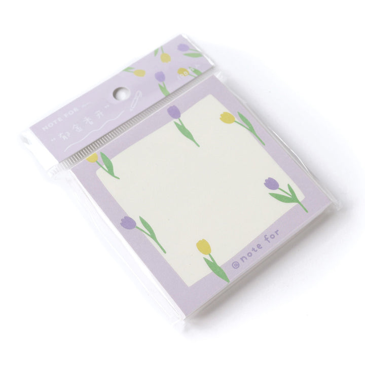 Bloc-Notes - 100 Feuilles, Vierge - Tulipes, Violet, Jaune et Vert