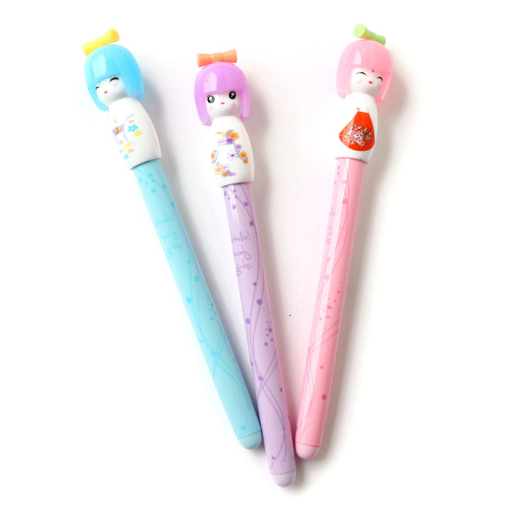 Stylo Gel - Kokeshi, Violet et Corail - Noir, 0,38mm