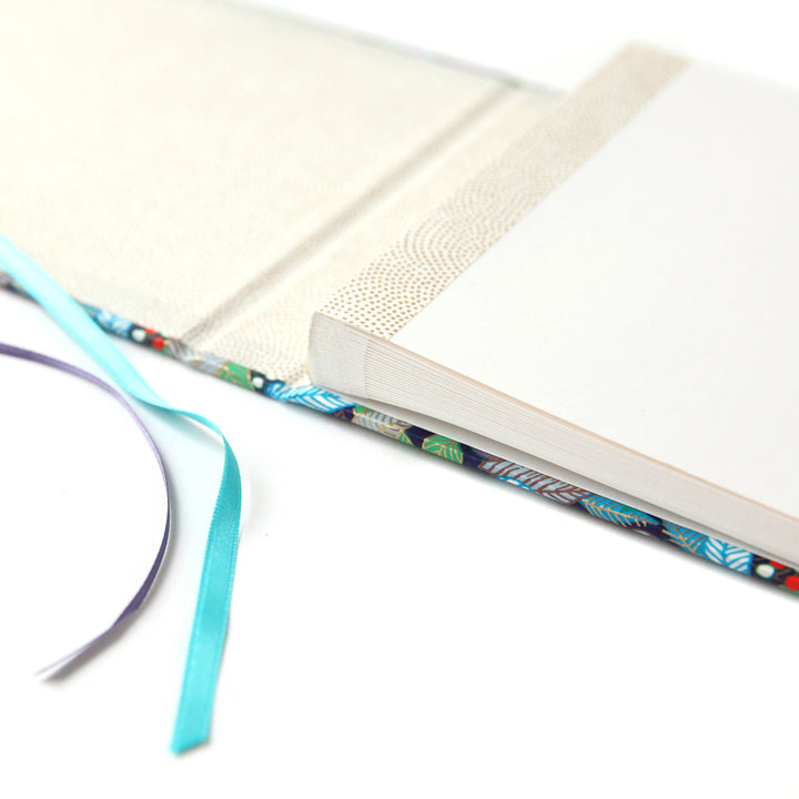 Album Photo en Papier Japonais - Feuilles, Baies et Fruits - Bleu, Vert et Violet - M829 - Petit Rectangle