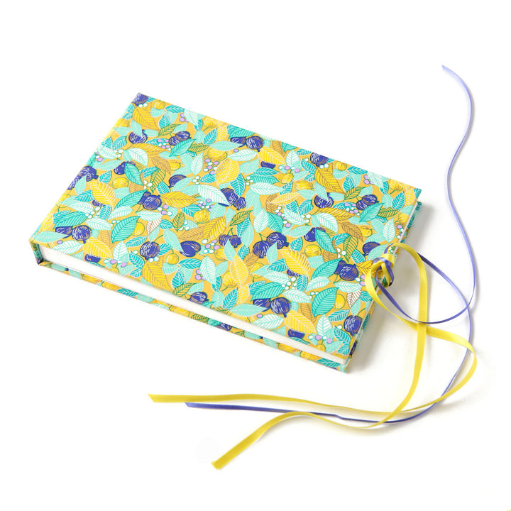 Papier Japonais - Feuilles, Baies et Fruits - Jaune, Bleu Turquoise et Violet - M853