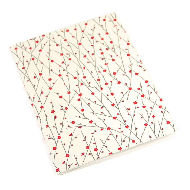 Carnet Papier Japonais - Fines Branches en Fleurs - Fond Crème - M672