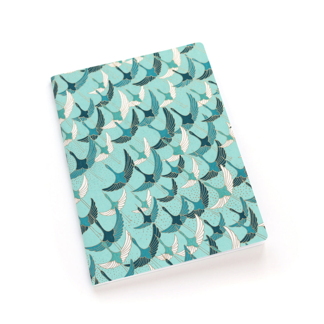 Carnet Papier Japonais - Envolée de Grues - Vert d'eau - M827