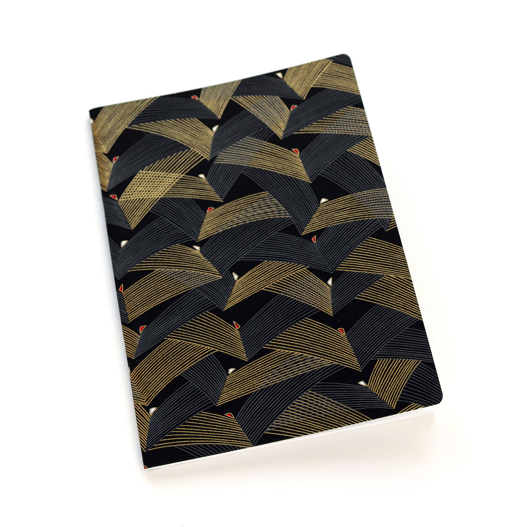 Carnet Papier Japonais - Épines de Pin - Or, Gris Foncé et Noir - M939